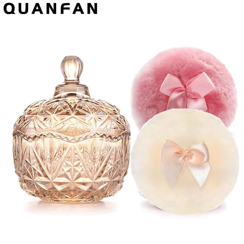 立绒粉扑爽身粉扑长绒毛海绵散粉密粉饼定妆替换粉扑粉色琥珀玻璃