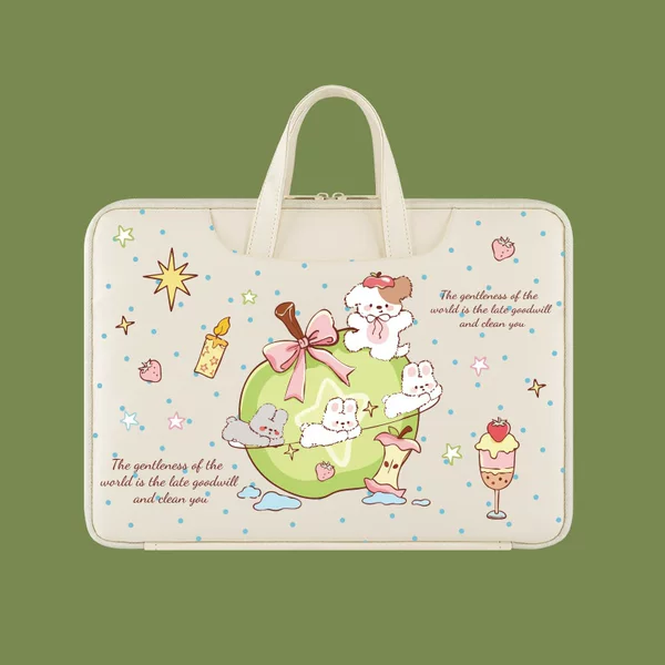 Computer Bag Women's Portable Fashion Korean 13 14 15.6 Inch Cartoon Printed Rabbit Notebook Bag Waterproof and Shockproof