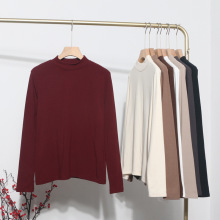 A02清仓特价不退换货 半高领加绒加厚长袖打底衫显瘦T恤上衣7710