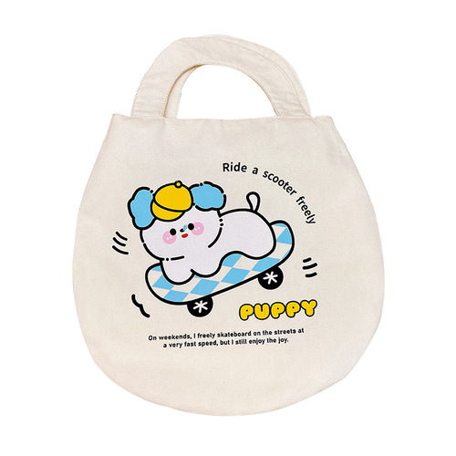 Original cartoon canvas bag girly heart handbag student information bag flat storage bag cute lunch box bag cloth bag