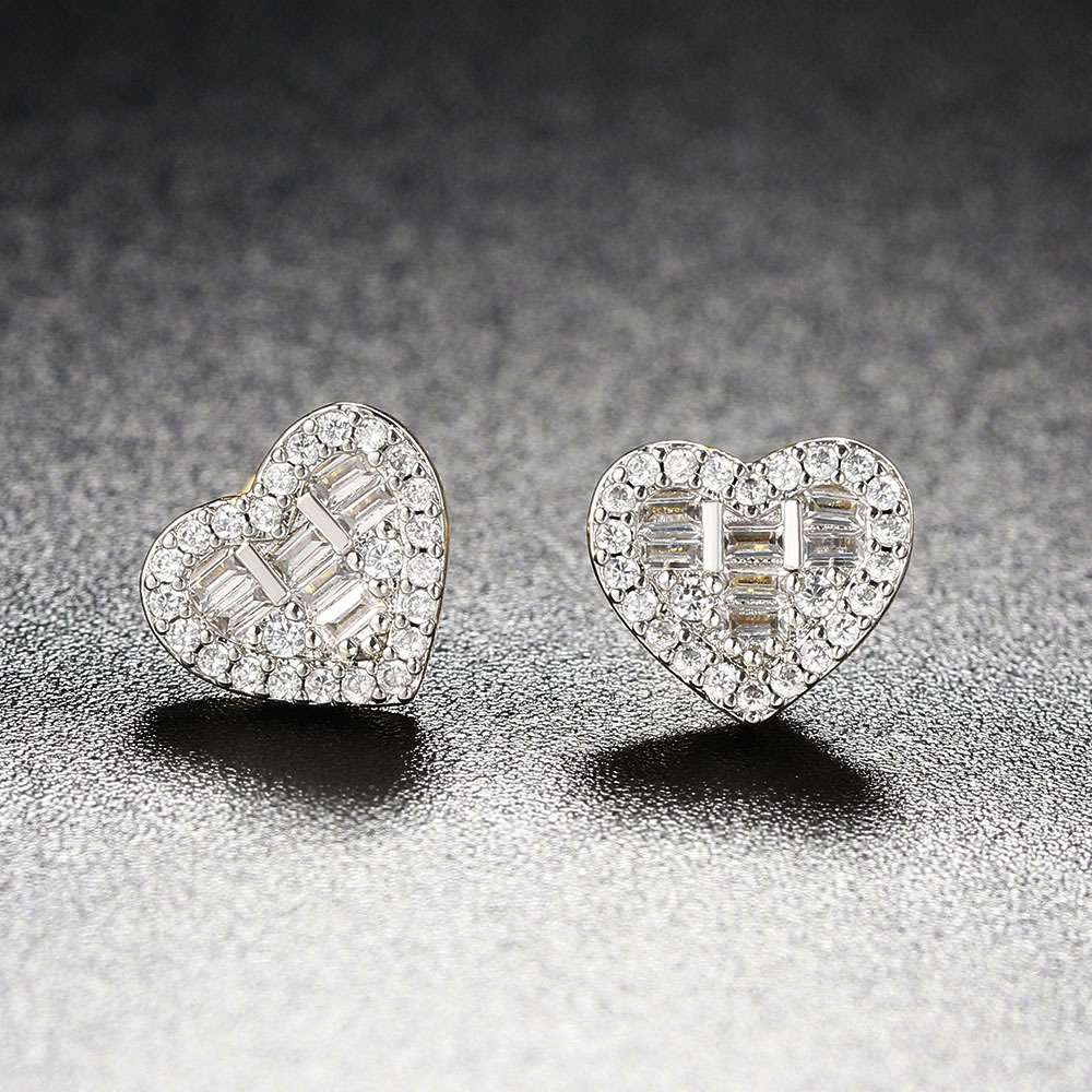 5g Weight Copper Ear Needle Material White Gold Plated, Gold Plated Plating Material Zircon Inlay Material Ear Studs Classification 1 Pair Quantity Daily, Party, Street Occasion Copper Material Round, Square, Heart Shape Pattern Unisex Gender Plating, Inlay Design Hip-Hop Style Gold, Silver Color 1 Pair Hip-Hop Round Square Heart Shape Plating Inlay Copper Zircon White Gold Plated Gold Plated Ear Studs 18