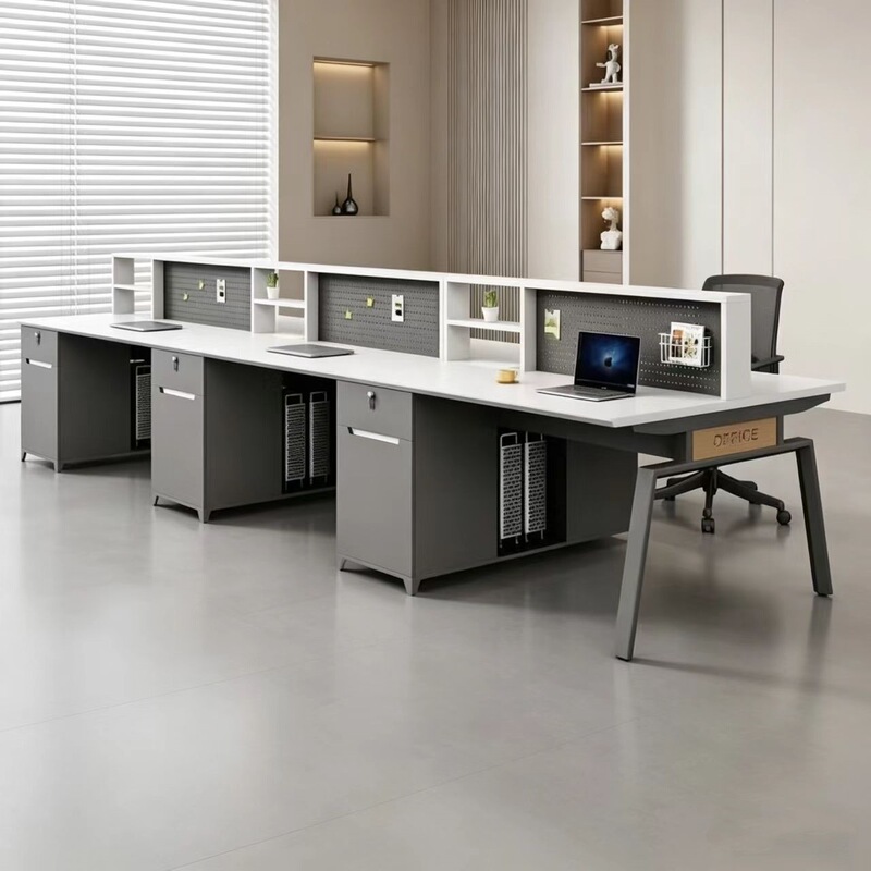 Office desk for employees, simple office staff desk, DIY creative perforated hanging board storage screen desk for two people