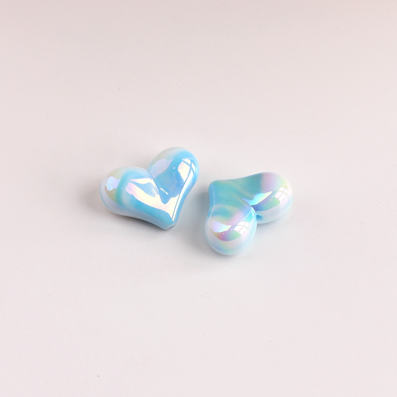 2g Weight Beads Jewelry Making Type DIY Ornament Accessories Classification 1 Piece Quantity Acrylic Material Heart Shape Pattern All Seasons Season Plating Design Sweet Style 1 Piece Acrylic Heart Shape Beads DIY Ornament Accessories 3