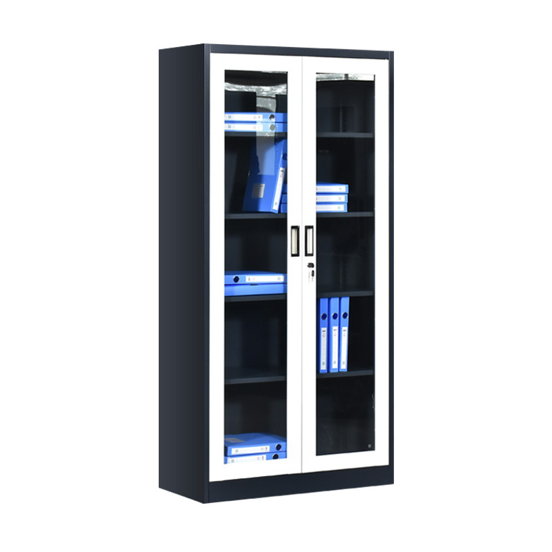 gabinete de archivos de puerta de vidrio metálico de gran capacidad para almacenar archivos de oficina versátil estructura de desmontaje y montaje