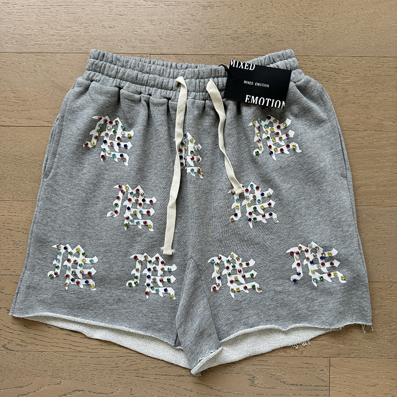 Tarjeta de marca de moda americana impresión de diamante caliente pareja de moda adolescente de verano chaqueta de manga corta camiseta