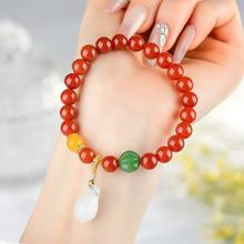 批发红玛瑙玉兰花手链新中式复古风格景区寺院新爆款手串饰品礼物