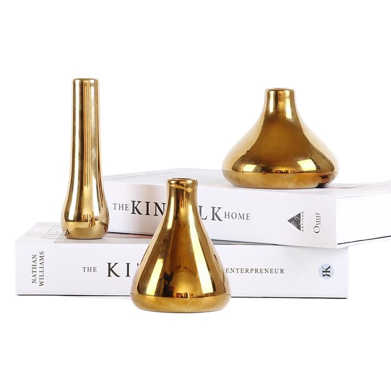 Nórdico americano ins decoración creativa oro cerámica florero flor decoración hogar sala de estar decoración flor titular Decoración