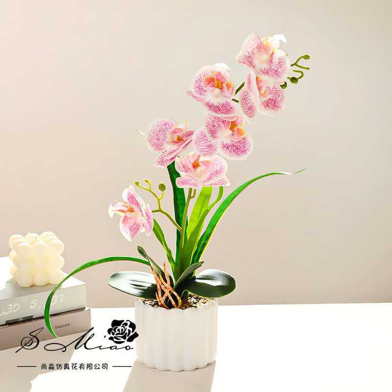 Flores falsas 7 película de flores sensación de orquídea mariposa bonsai flores de alta calidad sala de estar decoración floral decoración de imitación maceta image 3