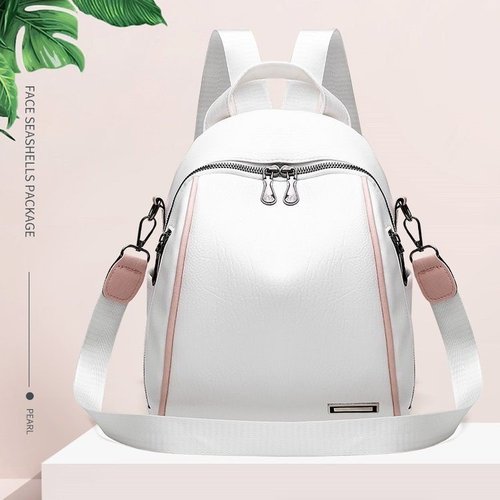 New fashion casual European and American style pu simple multifunctional personality double shoulder backpack women's bag factory wholesale agency 