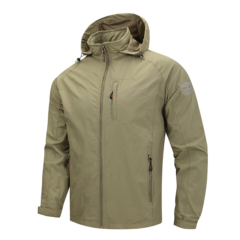 Jacket Men's Spring New Waterproof Hat Removable All-match Casual Mesh Inner Lit Collar Dad Outfit Cross-border