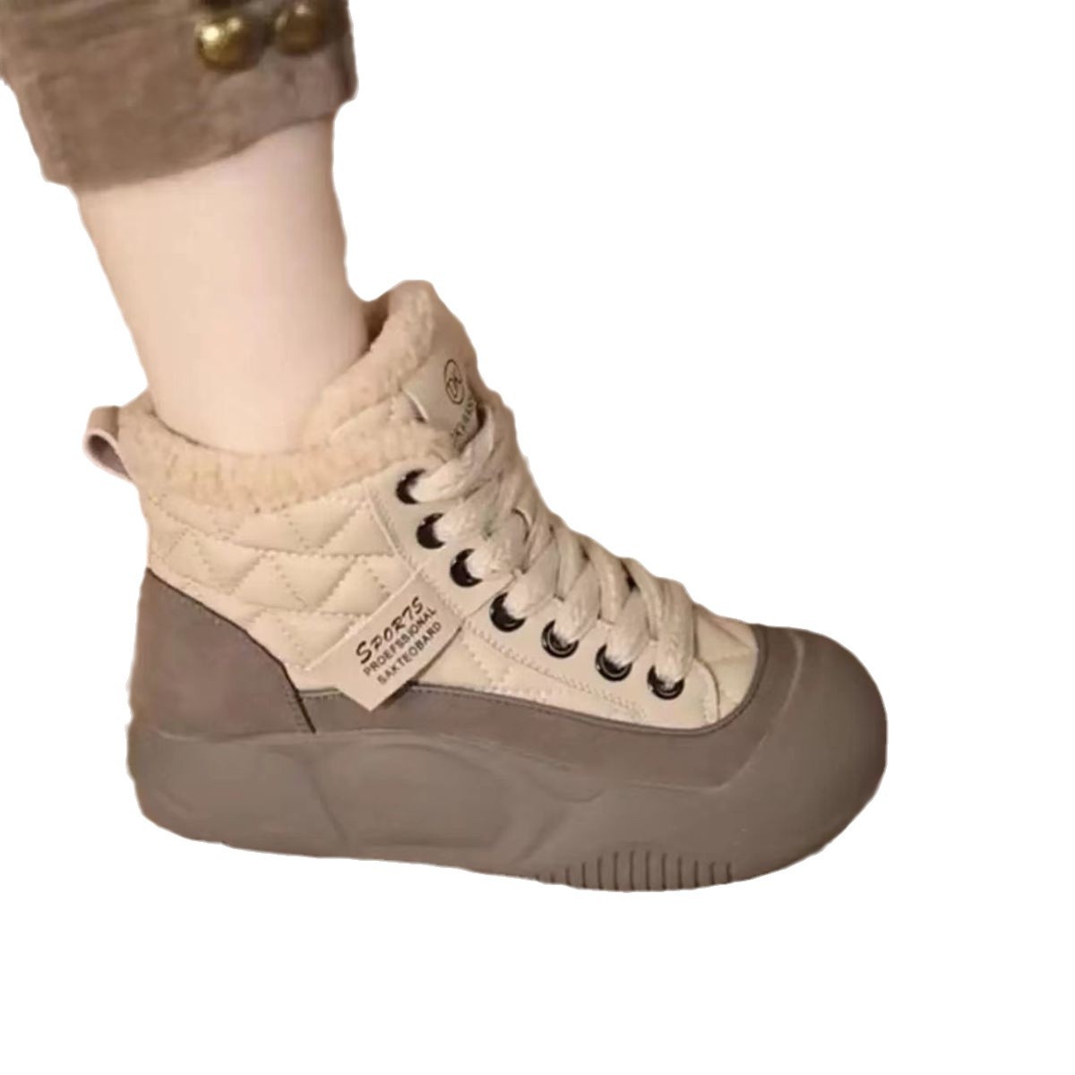 Botas de nieve de cuero de explosión para mujeres invierno 2024 nuevos zapatos de algodón gruesos y cálidos botas cortas de algodón