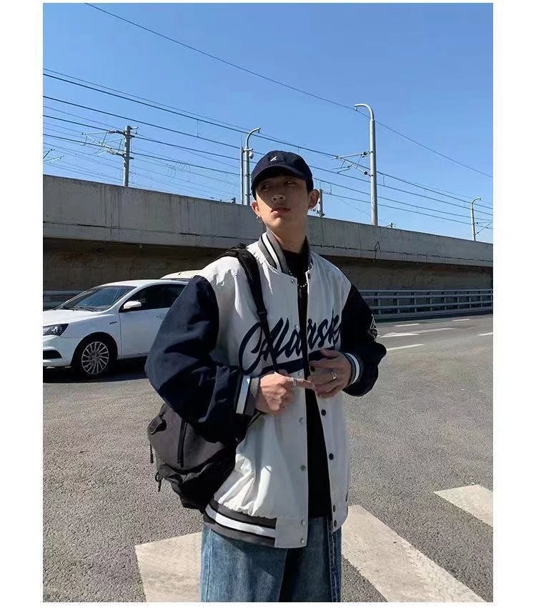 Baseball-Trikot 2023 Frühling Amerikanische Modemarke Farbe passende Coup Lose Student Trend Casual Mantel Herren_voghion.com