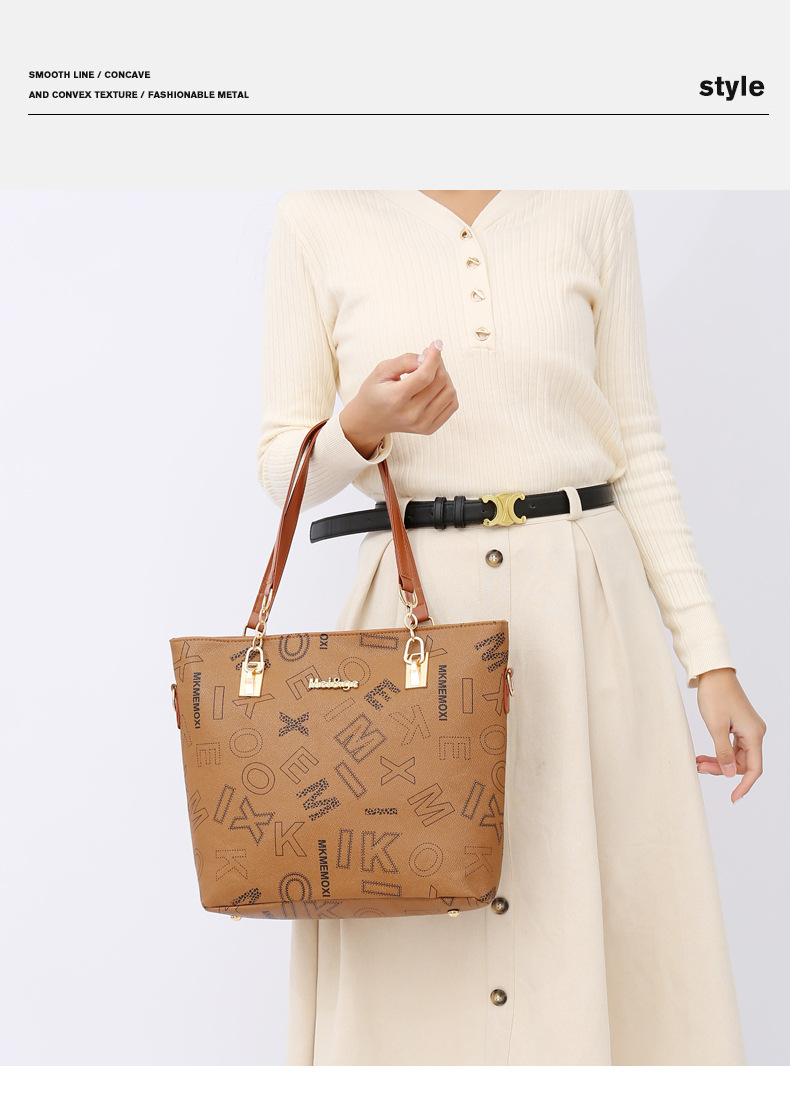 Cross-border foreign trade large-capacity new European and American retro mother-and-child bag multi-piece set women's bag, single-shoulder crossbody handbag Application Scenario