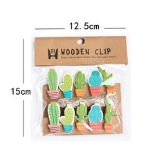 Photo album twine set of 10, wooden memo clips, photo holders, photo wall decoration, hanging ornaments, cactus plants
