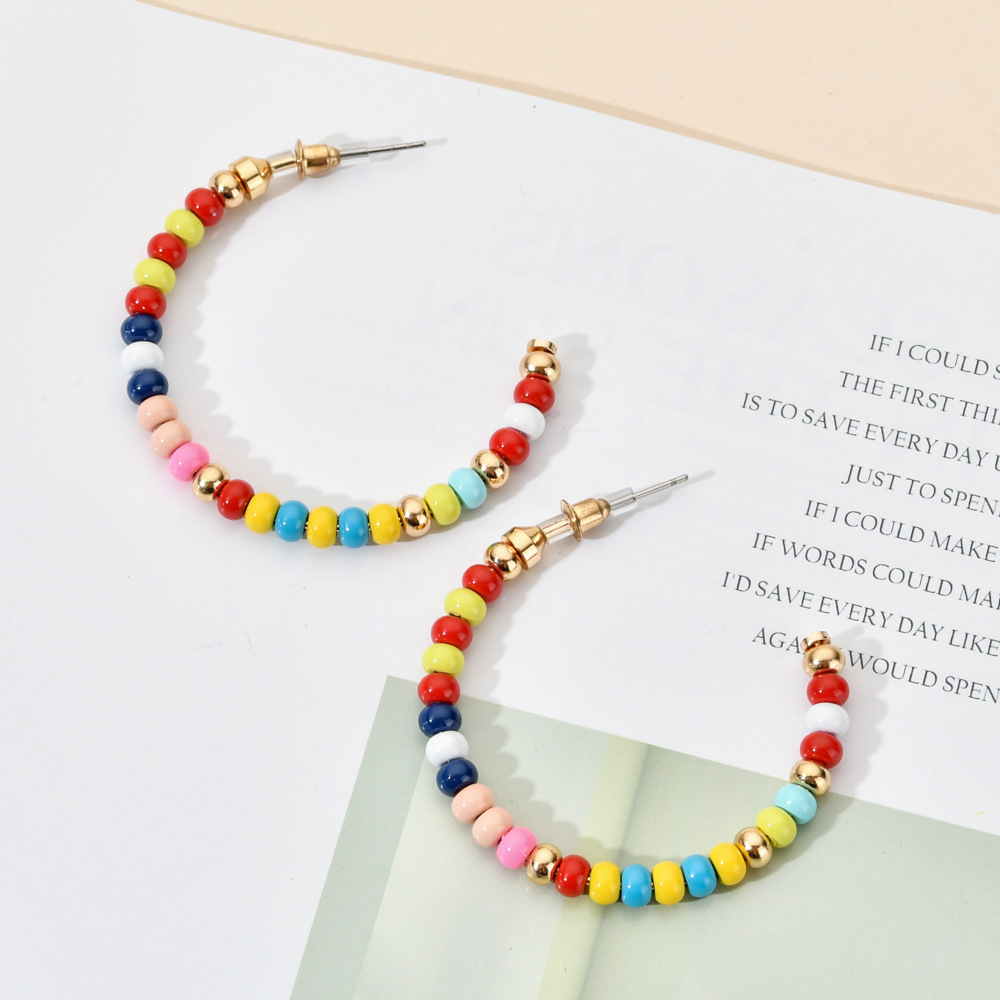 Alloy Material Geometric Pattern 1 Pair Classic Style Geometric Beaded Enamel Alloy Ear Studs