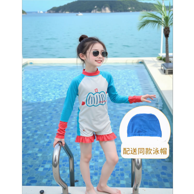 6070 # 파란색 원피스 + 수영모