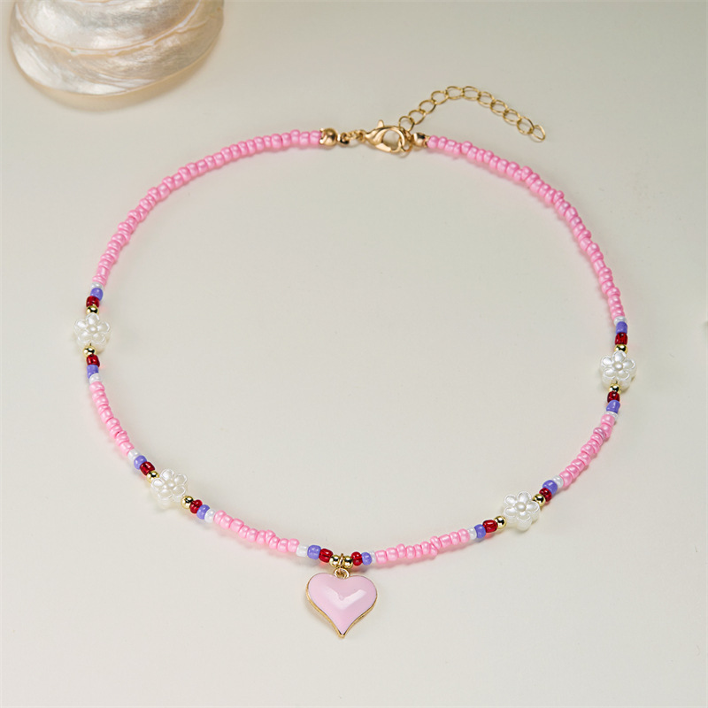 10g Weight Alloy Pendant Material Pendant Necklace Classification Seed Bead Chain Material Beaded Chain Chain Type 1 Piece Quantity Holiday, Daily Occasion Alloy, Seed Bead Material Flower Pattern All Seasons Season Women's Gender Vacation, Classic Style Style Vacation Classic Style Flower Alloy Seed Bead Beaded Chain Beaded Necklaces Wholesale 10