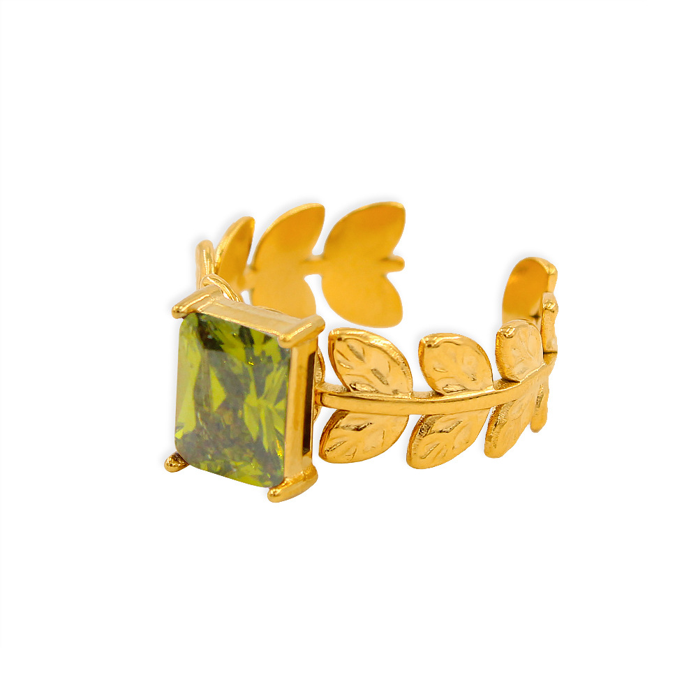 Fashion Flower Stainless Steel Plating Zircon Open Ring 1 Piece