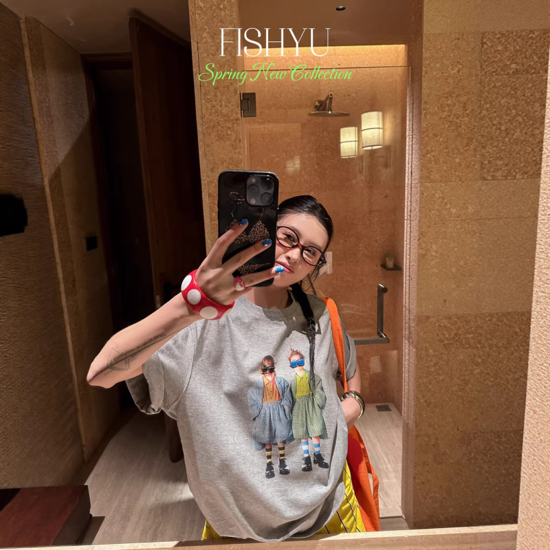 Fishyu Summer New Style Detachable Glasses Decoration Kids Print Loose Short Sleeve T-Shirt 26070-1 Fishyu Summer New Style Detachable Glasses Decoration Kids Print Loose Short Sleeve T-Shirt 26070-1