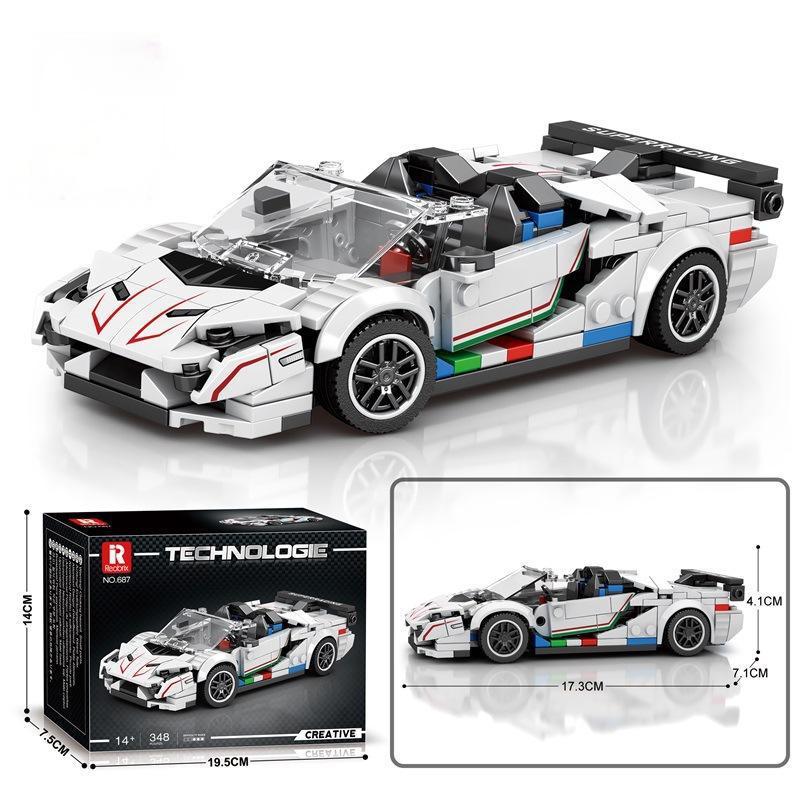 Chenghai おもちゃ卸売ビルディングブロックパトカー 8 グリッドレーシングスーパーカーモデル少年教育小粒子組み立てビルディングブロック|undefined