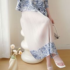 品質2025夏季新款三宅褶皺田園小香風休閒時尚高級印花半身裙