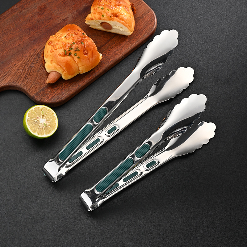 Clip de comida de flor de ciruelo 201 clip de barbacoa largo de acero inoxidable buffet restaurante hotel clip de comida multifuncional