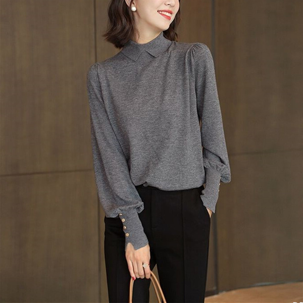 Knitted demi-season solid color sweater