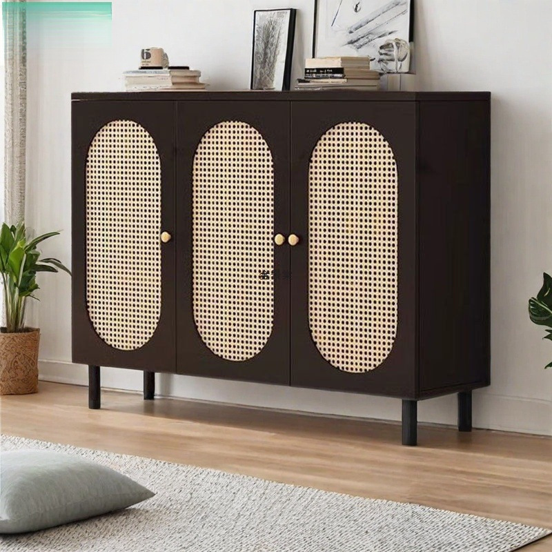 New Retro Rattan Shoe Cabinet Entrance Wall Storage Cabinet Entrance Door Home Simple Modern Living Room Storage Cabinet