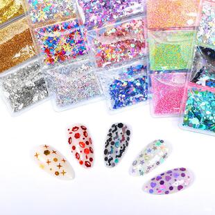 Nail Art Sequins 6-Compartment Bag Candy Sequins Nail Art Patches DIY Jewelry Mika