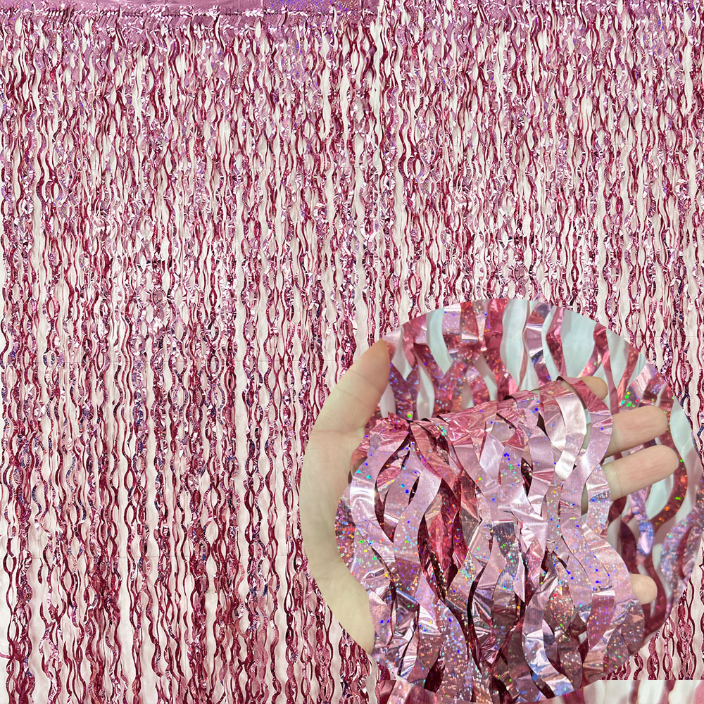 Nuevo cortina láser transfronteriza cortina de seda de lluvia ondulado decoración de fondo de fiesta de cumpleaños diseño de escena de fotos