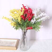 短款仿真金合欢植物 家居软装花艺客厅摆件植绒花束婚庆拍摄道具