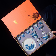 复古陶瓷茶具套装家用办公会议伴手礼商务礼品套装壶承青花瓷茶具