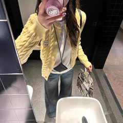黄色开衫针织外套女2025新款春秋毛衣高级感外搭上衣韩系早秋穿搭