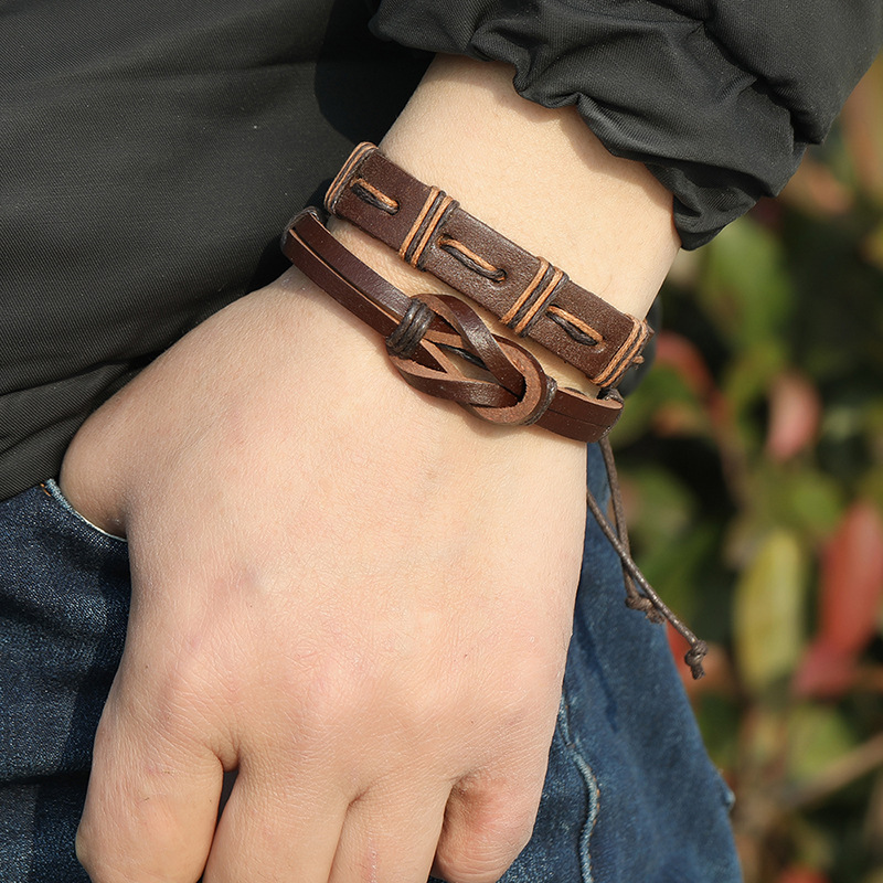Simple retro woven 5piece leather braceletpicture6