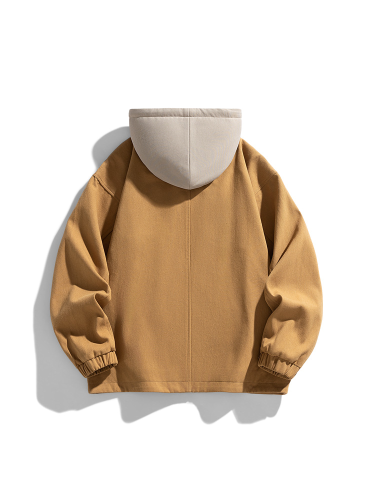 가을 2024 새로운 가짜 투피스 재킷 (씻은 고양이의 눈 직물) 미국 작업 복고풍 재킷 코트 폭