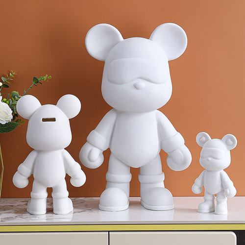 Cool bear white embryo wholesale fluid live broadcast room same resin cool white embryo piggy bank diy mini bear