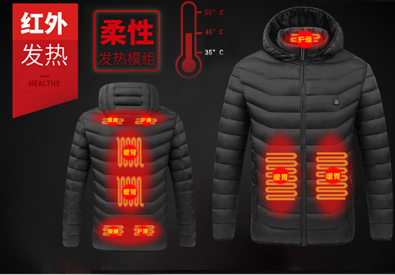 Zona 2-19 ropa acolchada de algodón transfronterizo Otoño e Invierno calefacción inteligente ropa acolchada de algodón abrigo de hombres y mujeres calefacción de invierno temperatura constante calefacción eléctrica ropa acolchada de algodón