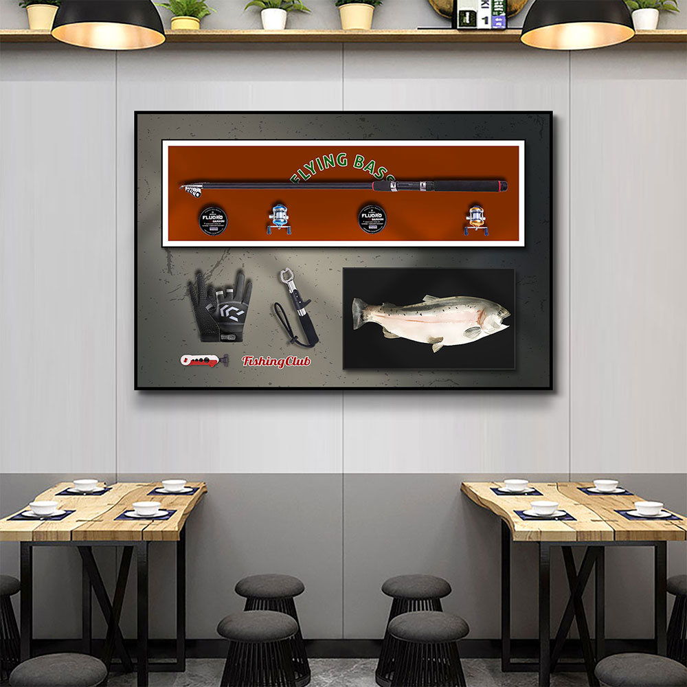 Pintura colgante de pesca de Luya Restaurante junto al mar Restaurante Pescado Mariscos Tienda de productos acuáticos Pescado Tienda Pintura decorativa