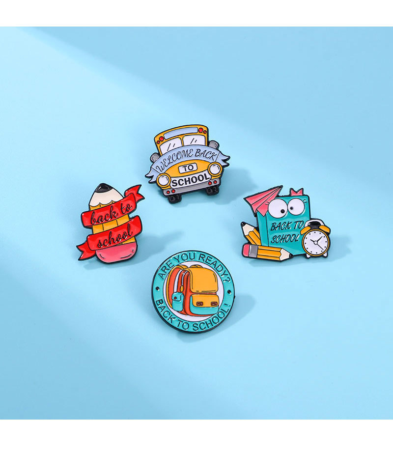 Class, Learning, School Occasion Cute Pin Book Letter Pencil Alloy Enamel Unisex Brooches