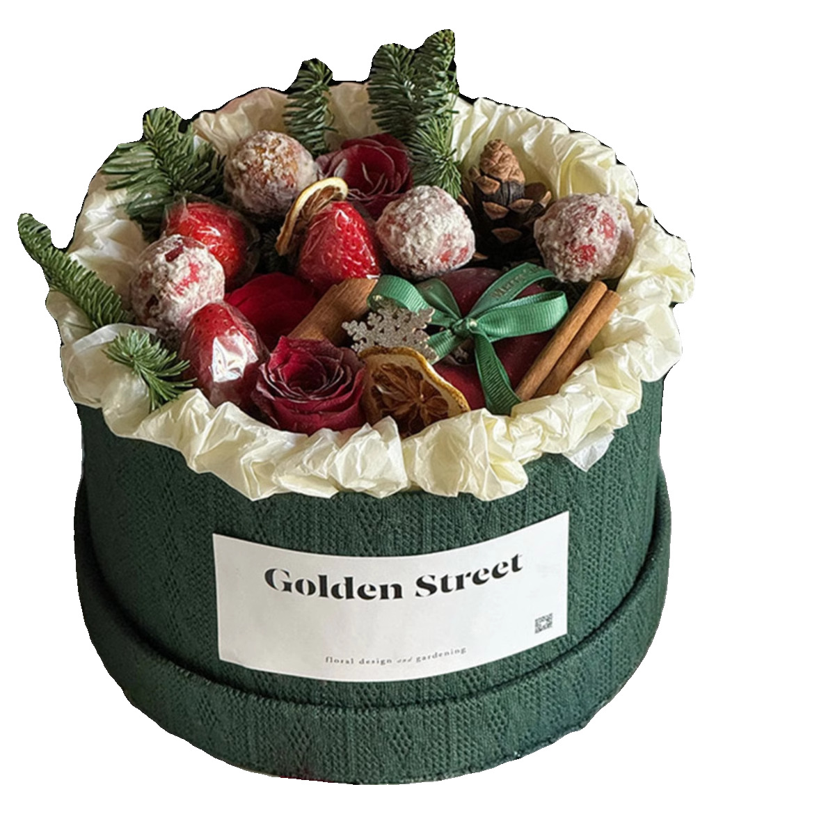 Navidad en línea pequeña caja de manzana caja de flores de regalo de Navidad hecha a mano diy caja de flores de frutas