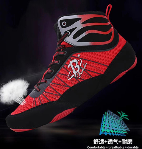 Cross-border boxing shoes, Sanda fighting training shoes, wrestling shoes, men's and women's high-top boxing shoes, wholesale children's fighting shoes