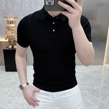 高档轻奢简约休闲针织Polo男士夏季潮流韩版时尚冰丝翻领短袖薄款