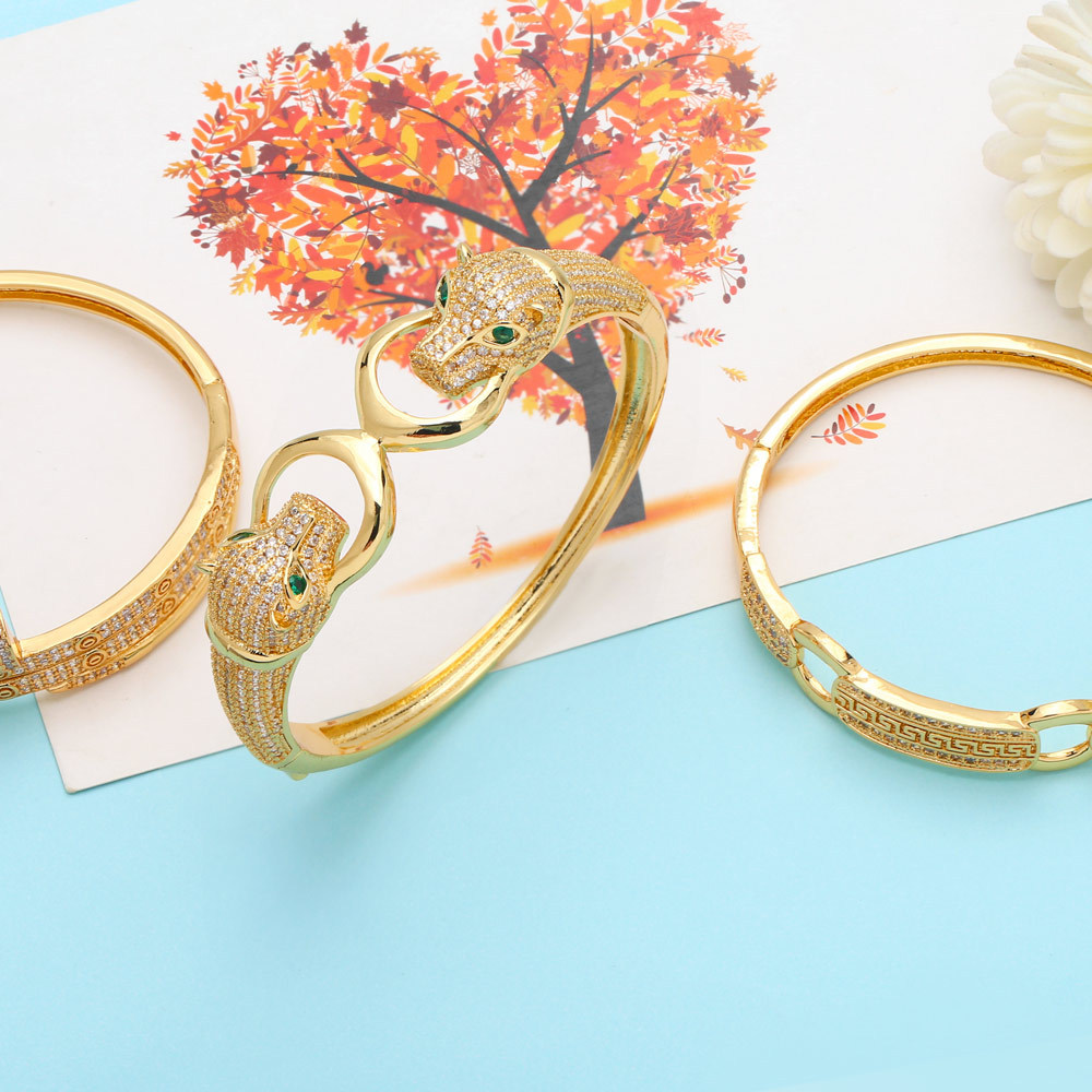 Fashion Geometric Copper Bangle Inlay Zircon Copper Bracelets