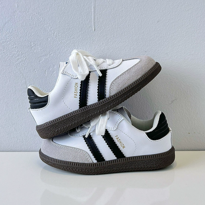 Spring children's white shoes for boys, non-slip casual footwear, trend of season, genuine leather