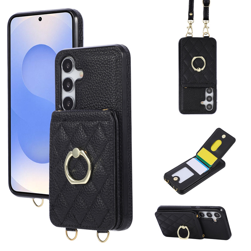 Suitable for Samsung S25/A56 up and down Card Holder Bracket Crossbody Leather Case Mobile Phone Case Multi-Functional Protective Mobile Phone Case Suitable for Samsung S25/A56 up and down Card Holder Bracket Crossbody Leather Case Mobile Phone Case Multi-Functional Protective Mobile Phone Case