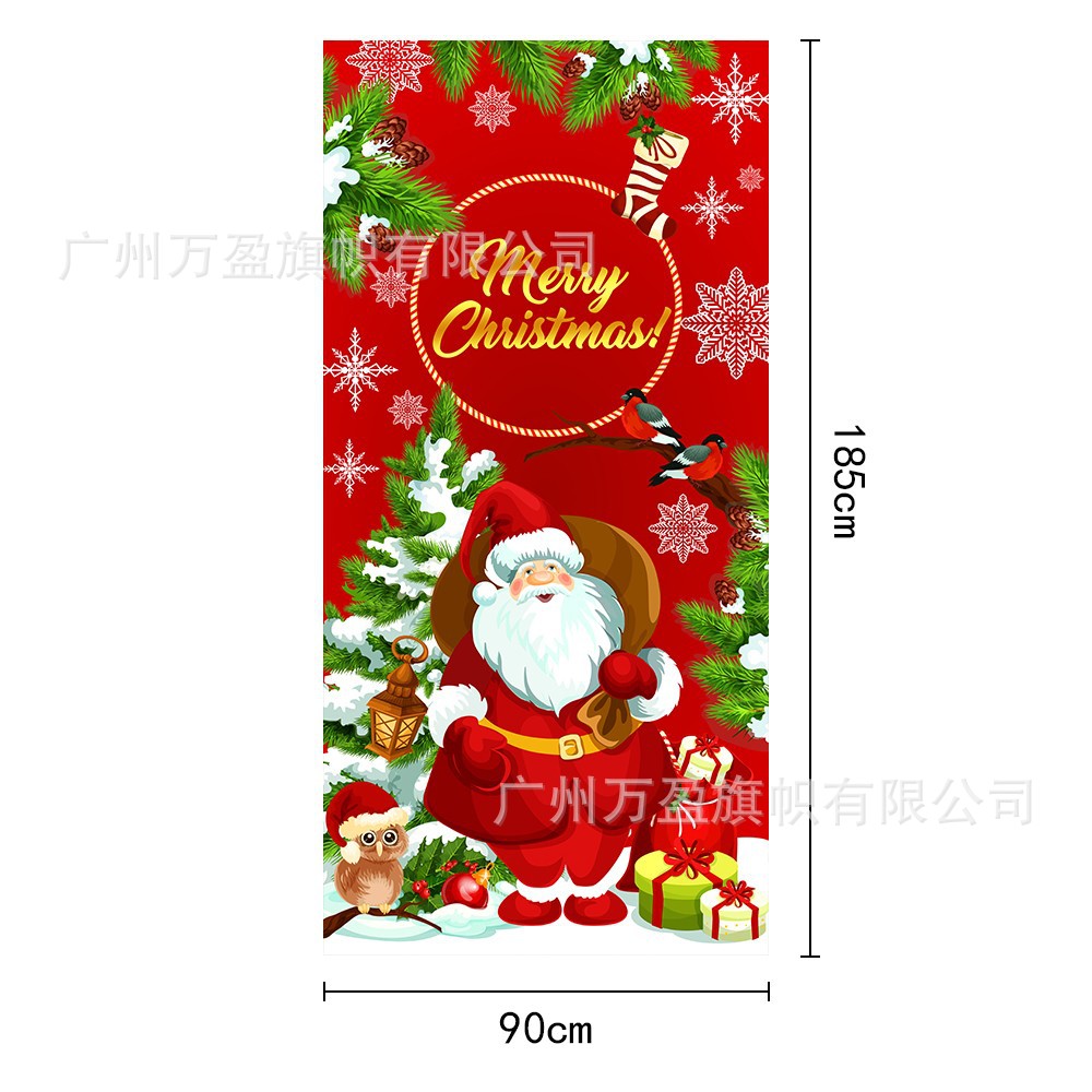 2025 nuevos productos de navidad cortina de bandera Santa Claus para ver la hoja de regalo decoración de tela colgante Bandera de bienvenida de Navidad