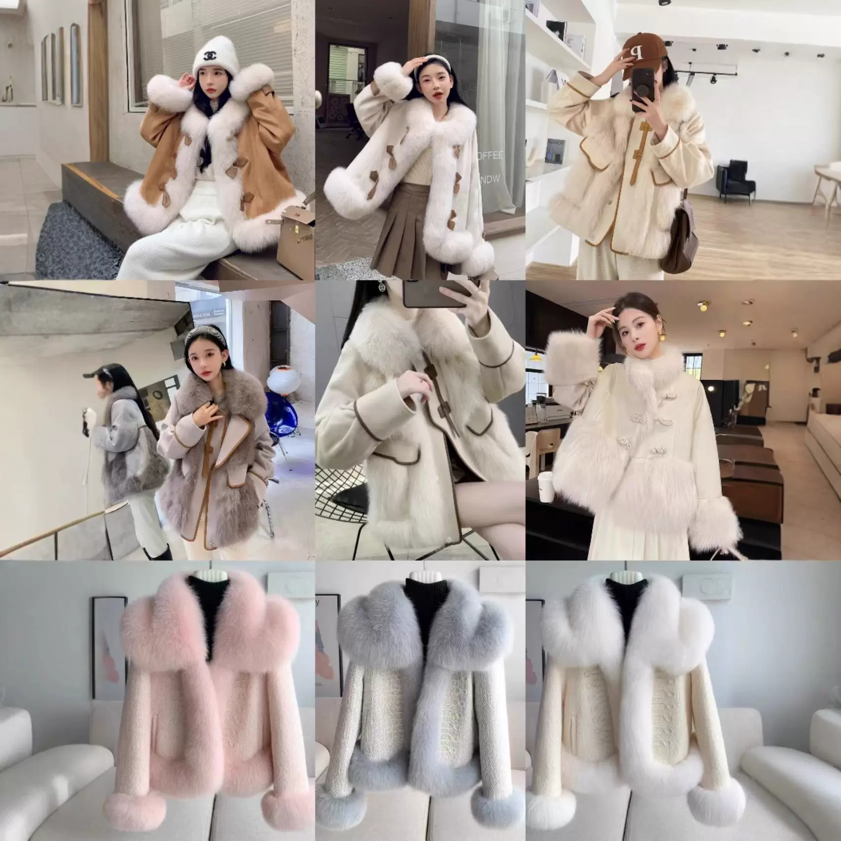 跨境主推外贸爆款仿狐狸毛新皮草外套小香风气质毛毛外套皮毛一体