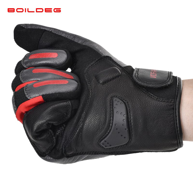 Les gants de moto sont indispensables pour la conduite. Cuir de vache antidérapant et résistant à l'usure, doigts entiers, anti-chute et absorbant les chocs_voghion.com