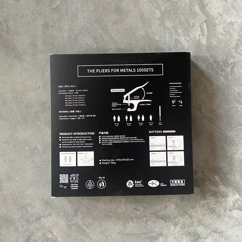 KAOS juego de herramientas de instalación de botones de metal 831 cobre puro hebilla a juego artículos de cuero hebilla hembra hebilla oculta caja de alta gama