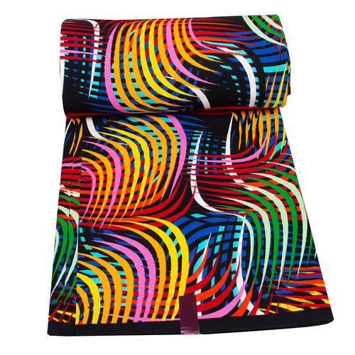 African wax printed cotton fabric with double-sided geometric patterns